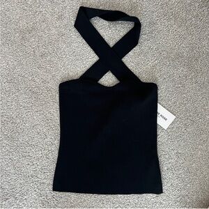 Black Asymmetrical Cut Out Tank Top